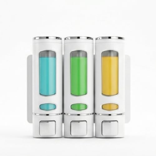 Image of CLIBO Wall Mounted White Liquid Soap Dispenser 400ml ABS Plastic for Bathroom & Kitchen | Handwash, Shampoo, Conditioner, Lotion, Shower Gel Dispenser | Leak-Proof, Durable & Easy Refill (Pack of 3)