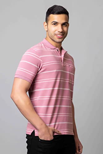 Image of PRORIDERS Half Sleeve 100% Pure Cotton Fabric Collared Regular Fit Men's Polo Striper Tshirt with Pocket for Casual wear