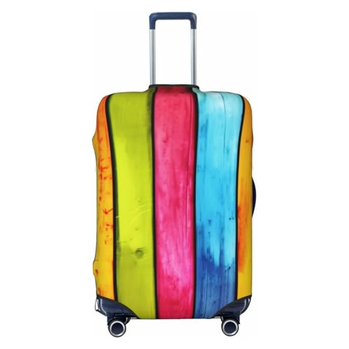 Colored Wooden Board Print Luggage Suitcase Covers Elastic Washable Luggage Protector Luggage Covers For Suitcase
