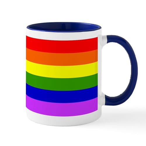 Taza de cerámica CafePress con bandera Rainbow Pride 11 oz miniatura 1
