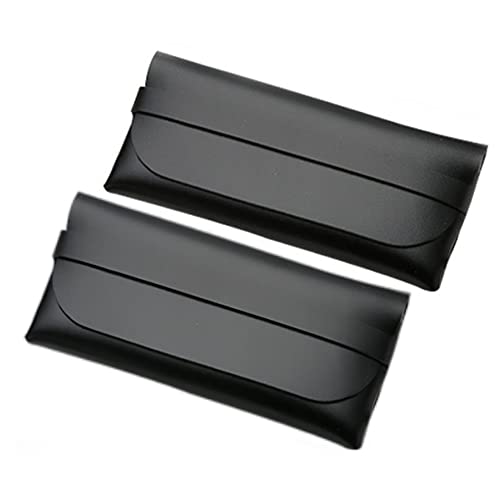 2 x schwarze PU-Leder-Brillenschutzhüllen, weich, tragbar, für Sonnenbrillen, Tasche, Leseglashalter für Männer und Frauen Cover