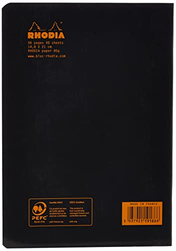 Rhodia Slim Staplebound Notebooks - Dots 48 Sheets - 6 X 8 1/4 In. - Black Cover #TOP3