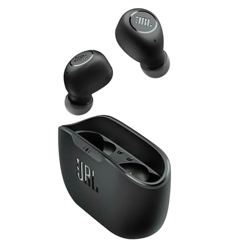 JBL Auriculares Bluetooth Vibe Buds con Estuche de Carga- Autonomía 8h- Negros