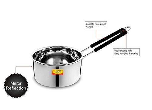 Image of Shiv Shakti Arts Stainless Steel Heavy 18 Gauge Sauce Pan, Milk Pan | Tea Pan, Induction & Gas Compatiable (2.8 Liter)