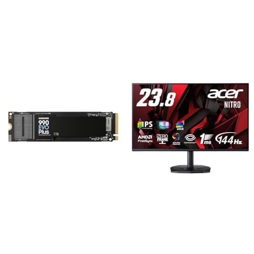 Samsung 990 EVO Plus 1TB PCIe Gen 4.0 ×4 NVMe M.2 (2280) TLC NAND �ő� 7,150MB/�b ���� SSD MZ-V9S1T0B-IT/EC �������K�ۏؕi+Acer 23.8�C���` �t��HD