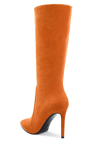 Aachcol Women Mid Calf Boots Stiletto High Heel Pointed Toe Zipper Classic 4 Inch4