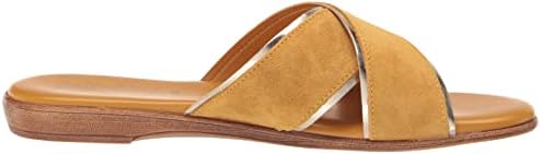 Bella Vita Made in Italy Women's Tab-Italy Flat Sandal, Yellow Suede Leather, 8 Wide | Image 5
