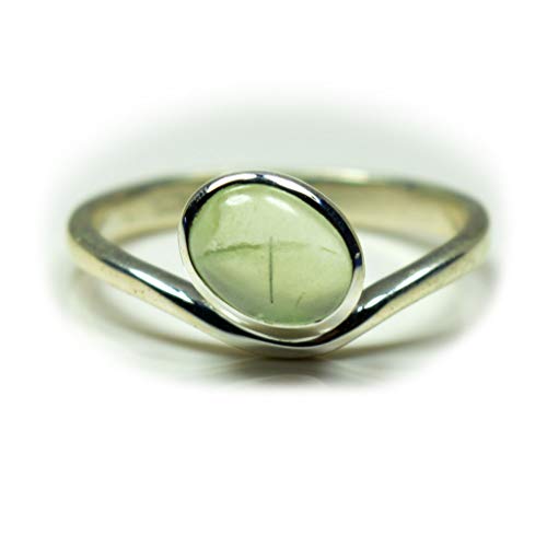 Préhnite naturelle ovale bague argent 925 sterling mixte homme femme