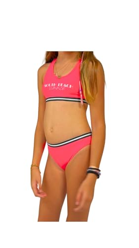 Maillot de bain 2 pièces fille corail fluo DA9050 C06 T10A pour l'été