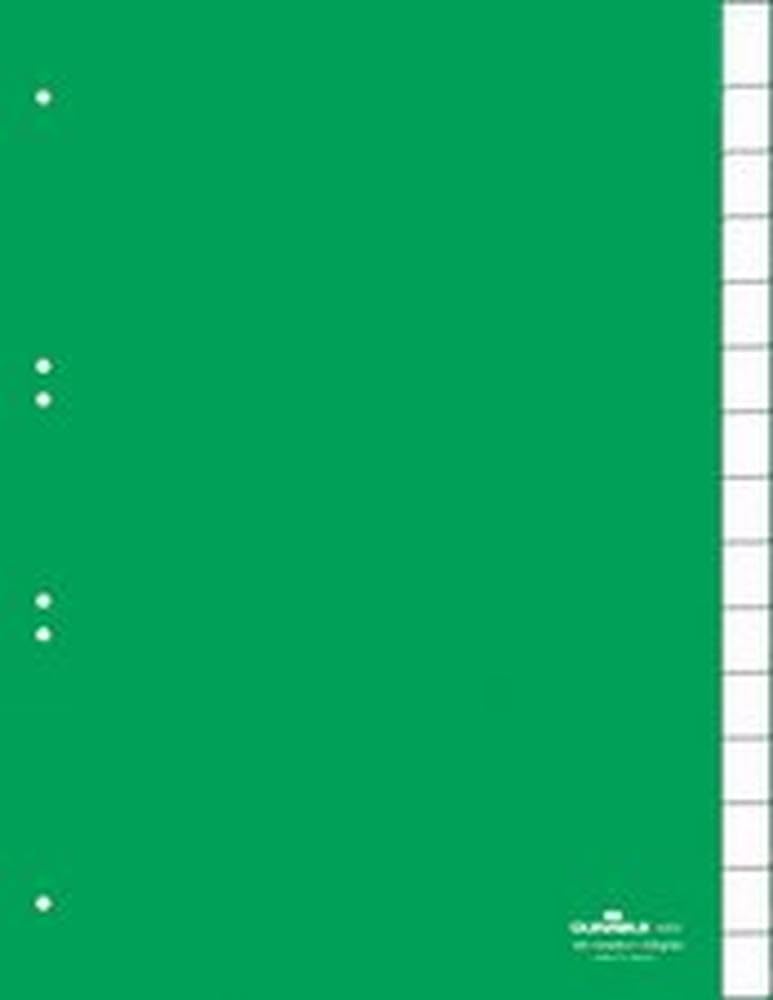 Durable 621905 - Divisorio con cavalierini termosaldati e set di etichette stampate e preinserite 1-31, f.to A4, 31 tasti, foratura universale, verde