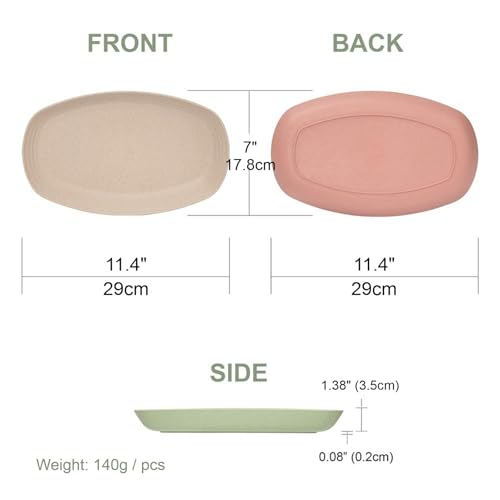 Image of YANCI 4 Pack Wheat Straw Plates, 11 Inch Microwave Safe Lunch Dinner Plates, Degradable Reusable Eco-Friendly BPA Free Lightweight Plates, Multicolor