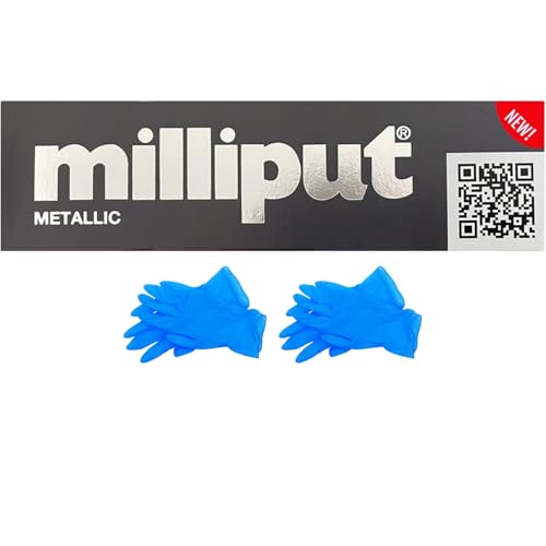 Milliput Epoxy Putty, Metallic - 2 Part Epoxy Putty Sculpting Clay for Modeling, Repairs, and DIY Projects - 113.4g Pack, Complete with Gloves