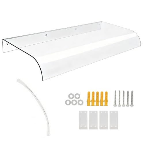 Toldo para Puerta y Ventana de Policarbonato Transparente, Marquesina Exterior de Lluvia para Terraza, Cubierta de Porche 3,5 mm, Protección contra Sol, Nieve Y UV