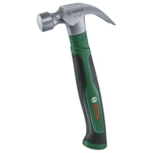 Bosch klauwhamer 340 g (extra groot slagvlak; robuust koolstofstaal; V-vormige klauw; comfortabele handgreep softgrip en kern van glasvezel; weinig trillingen)