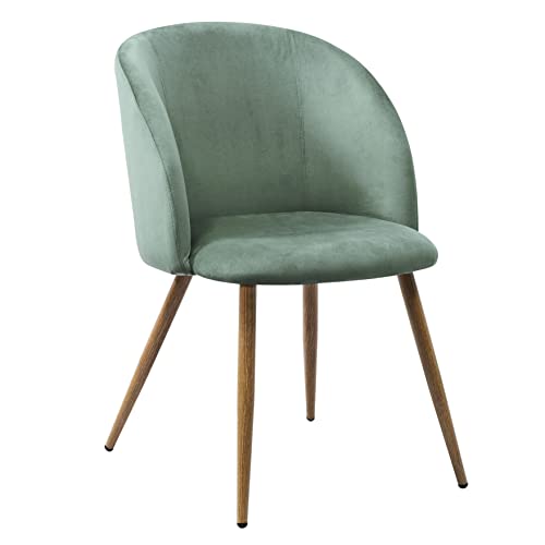EGGREE Sillas de Comedor de Terciopelo Silla de Salón Estilo Nórdico, Sillas Acolchada con Patas de Metal y Tela de Terciopelo - Verde Cover