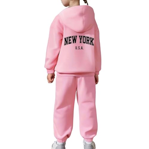 New York 2 Piece Sets Sweatsuit for Girl Kids Letter Printed Hoodies Pullover and Sweatpants Joggers Casual Fall Clothes4