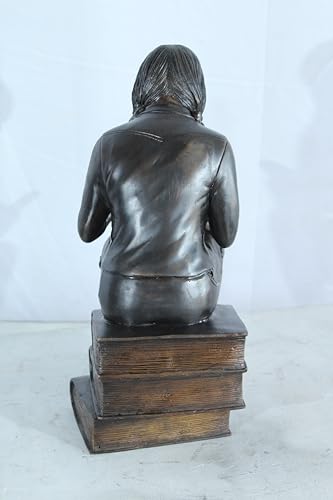 Estatua de bronce niña leyendo sobre libros 15 in H miniatura 4
