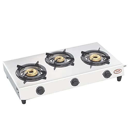 Prestige Gas Stove Perfect - Three Burner, Manual , Metallic Silver