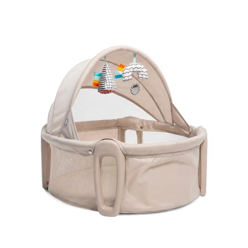 Boppy Cozy Cabana Portable Bassinet with Canopy Breathable Mesh Walls Sun Canopy - Lightweight Baby Bed for Home & Travel 0-5 Months