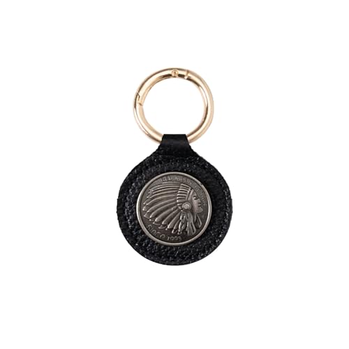 LZHRISING Llavero de piel auténtica con soporte para Apple Airtag, llaveros retráctiles para coche con cordón de muñeca, Chief Coin, Chief Coin