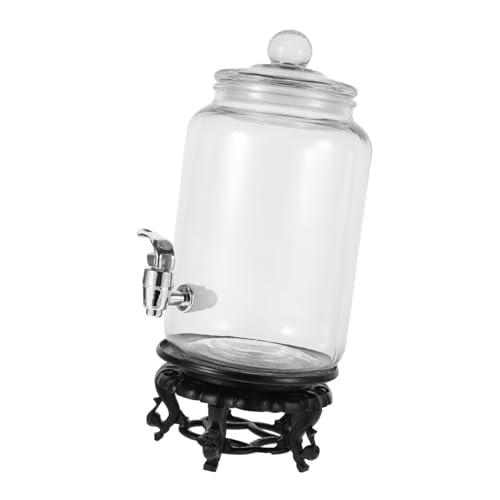 OFFSCH 1set Glass Wine Jar Base Sealed Beverage Dispenser for Home Brewing Capacity Wine Bottle for Juices and Kitchen Accessory