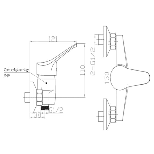 Go Plast Sei Miscelatore Doccia Esterno Cromo Senza Doccetta - 2