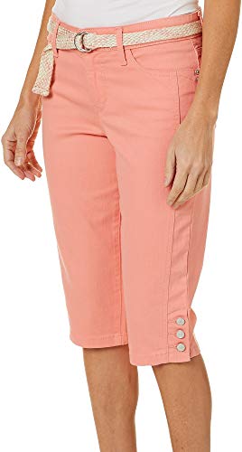 Gloria Vanderbilt Women's Petite Mila Belted Skimmer Short, Coral Pink, 8