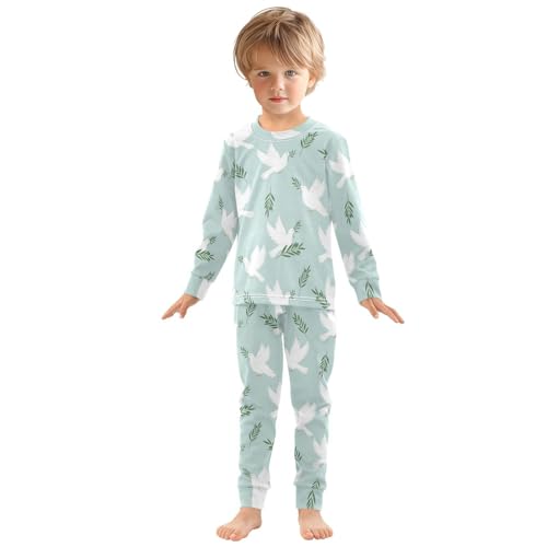 Pajama Sets Long Sleeve Dove with Olive Branches Soft Comfy Sleepwear 2 Piece PJS 3-8T2