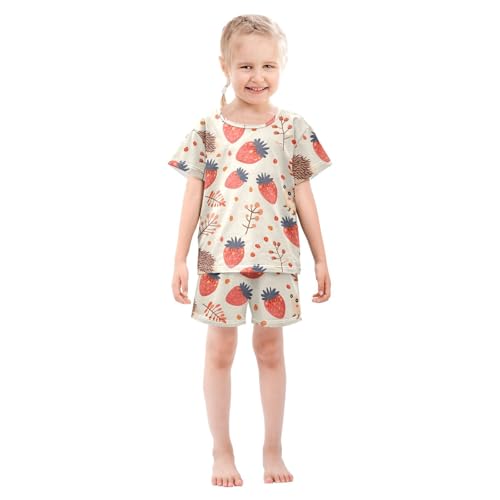 ALAZA Hedgehog Strawberry Fruit Pajamas Short Sleeve 2 Piece Sleepwear Top and Bottom Pajama Set Unisex3
