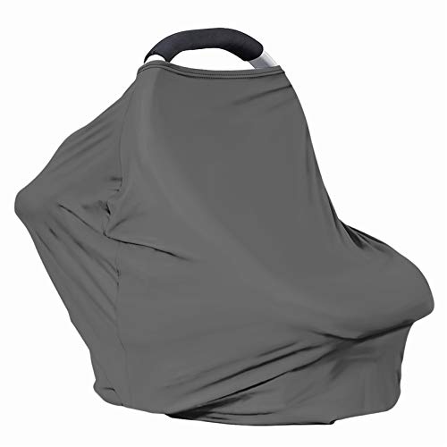 Image of Solid Color Car Seat Nursing Breastfeeding Cover, Multi Use Cover Cozy Carseat Canopy Cover, Infant Babies Stroller Cover,Ultra Soft Stretchy Nurse Gifts Deep Gray Breastfeeding Cover