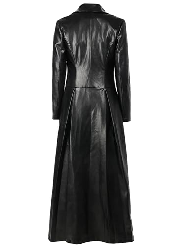 Women's Classic Black Genuine Leather Underworld Cosplay Long Trench Coat2