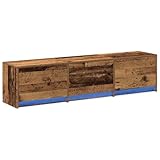 vidaXL TV Schrank mit LED Altes Holz 165x34x40 cm Synthetisches | Dekorative Akzente | Viel Stauraum | Rustikale Design Merkmale | 3 Schiebetüren | Holz Unterhaltungszentrum | Groß |