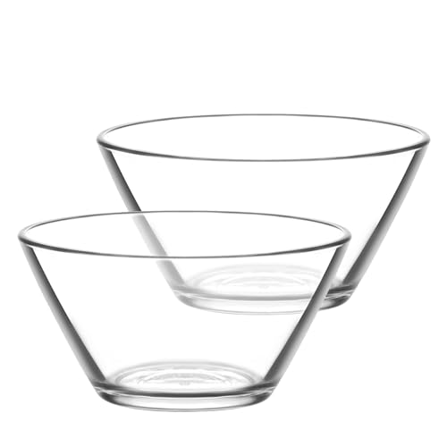 LAV Vega - Salatschüsseln/Rührschüsseln aus Glas - ideal als Servierschalen für Pasta/Popcorn - 2,2 Liter - 2 Stück