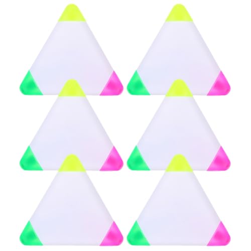 ifundom 6 Rotuladores Fluorescentes Triangulares Marcadores de Colores para Estudiantes Bolígrafos Resistentes para Subrayar Papel y Superficies No Porosas Paquete de 6 Unidades