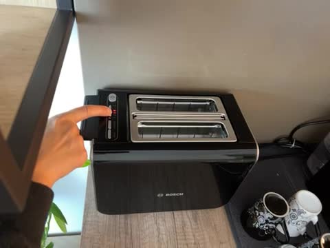 Bosch Broodrooster Styline TAT8613N, geïntegreerd opzetstuk voor broodjes, liftfunctie, ontdooifunctie, automatische uitschakeling, broodcentrering, 800 W, roestvrij staal/zwart