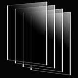 TAICHEUT 4 Pack 12 x 12 Inch Clear Acrylic Panels, 3/8' Thick Square Acrylic Sheets with Protective Films for Signboard, Shelf and DIY Projects