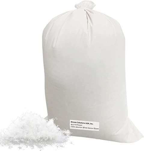DS Solutions USA Bulk Siberian Goose Down Filling 850 Fill Power (1 lb) – 100% Natural White, No Feathers – Fill Comforters, Pillows, Jackets and More – Ultra-Plush Siberian Softness