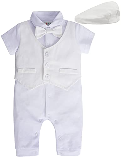 A&J DESIGN Baby Boys’ Gentleman Rompers Tuxedo Outfits Suit with Bowtie
