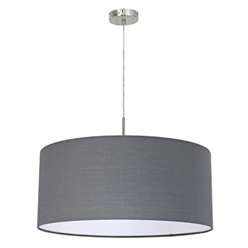 EGLO Pendellampe Pasteri, 1 flammige Textil Pendelleuchte, Hängeleuchte aus Stahl und Stoff, Farbe: Nickel matt, grau, Fassung: E27, Ø: 53 cm EGLO Pendellampe Pasteri, 1 flammige Textil Pendelleuchte, Hängeleuchte aus Stahl und Stoff, Farbe: Nickel matt, grau, Fassung: E27, Ø: 53 cm