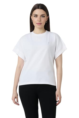 Image of Van Heusen Women's Cotton Regular Fit Half Sleeve Crew Neck Casual Regular Comfort Fit T-Shirt