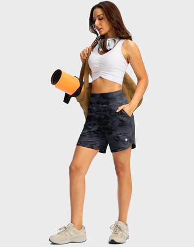 Image of G Gradual Women's Athletic Shorts 6 inch High Waisted Stretchy Bermuda Shorts for Women Quick Dry Summer Casual Shorts