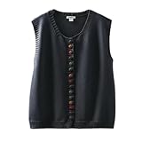LIUYUYOUGO Chaleco Jersey Mujer Cárdigan Sin Mangas para Mujer Chaleco De Punto con Botones Chalecos De Punto De Algodón con Cuello Redondo Suéter Moderno con Botones Coloridos Camiseta Sin Manga