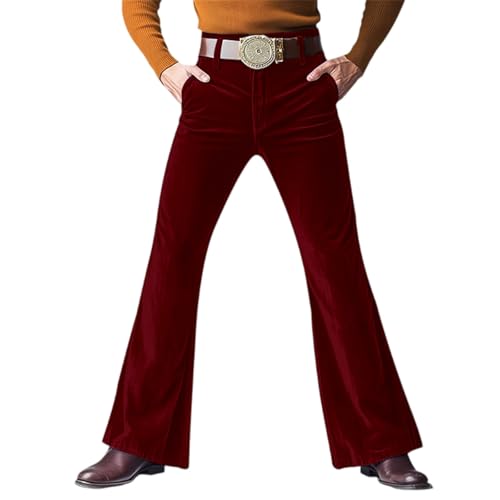 Mens Bell Bottom Pants 70s 60s Retro Style Disco Clubwear Velvet Vintage Style Stretchy Disco Flared Pants