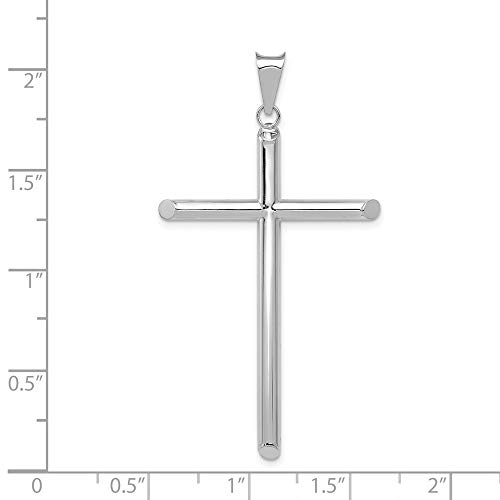 Sonia Jewels 14k White Gold Tube Cross Pendant Charm - 52mm x 28mm2