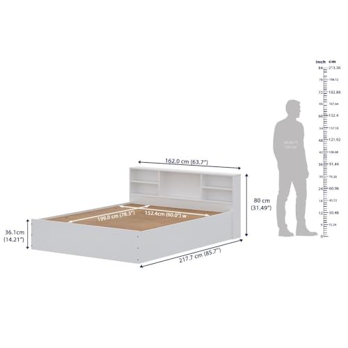 Image of Wakefit Bed | 1 Yr Warranty | Bed Queen Size, Comes with Storage Box, Noise Free, Density: 680-750 kg /m, Termite & Borer Resistant, Fits Mattresses Up to 8 Inches (Petra 78 x 60 - Frosty White)