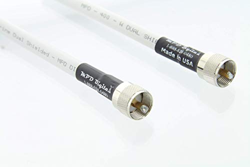 Mpd Digital Mpd-400 Pvc White Superflex Rf Marine 50 Ohm Mpd400 Coaxial Cable With Uhf Pl259 Male Crimp Connectors, 150 Ft #TOP11