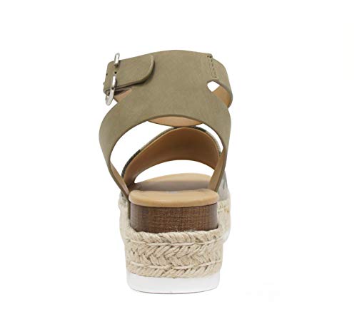 Image of Soda Topic Open Toe Buckle Ankle Strap Espadrilles Flatform Wedge Casual Sandal