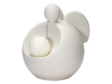 Lineasette - Angeli con Candela in Gres Porcellanato, Angioletto con Lumino, Soprammobile Decorativo, Decorazione Natalizia, Prodotto Artigianale Made in Italy