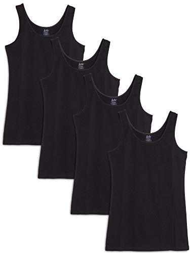 Kalon Women's 4-Pack Basic Tank Top Square Tag (X-Large, 4PK Black)