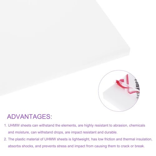 Image of DMiotech 6 x 8 x 0.15 Inch Plastic UHMW Sheets, Ultra High Molecular Weight Polyethylene, Opaque White Polyethylene Board for Automotive, Chemical, Manufacturing, DIY Home Kitchen